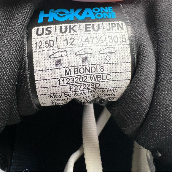 Hoka One One Bondi 8 White/Black Men’s 12.5 Great Condition! Running Shoes - Picture 13 of 15